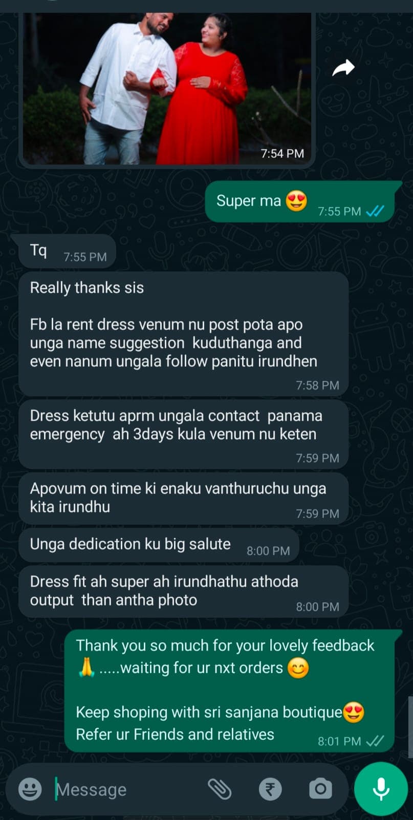 Customer feedback about pavadai stitching